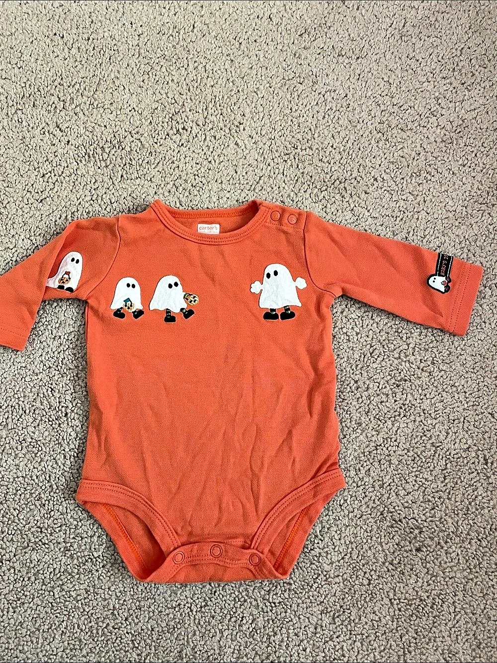Carter's Baby's 1st Boo Ghost Long-Sleeve Bodysuit Orange Baby 3T